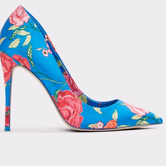 blue floral shoes heels